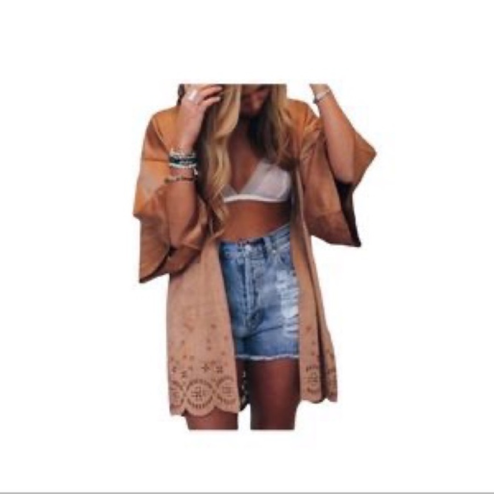 Mink Pink Faux Suede look Kimono